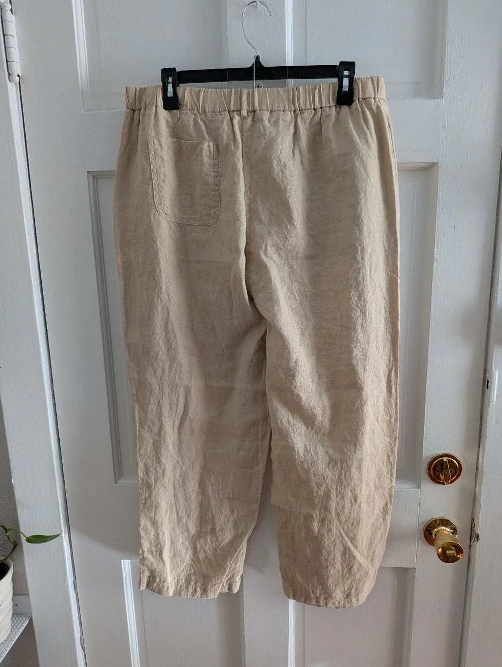 Quince 100% European Linen Pull-On Pants Beige Size L Cropped